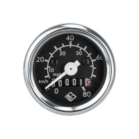 Tachometer 80km/hs podsvietením Babetta - čierny ciferník