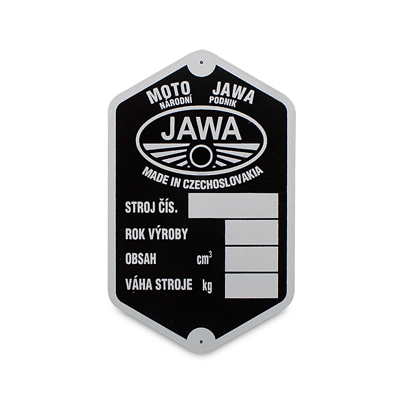 Štítok rámu JAWA 150 kývačka