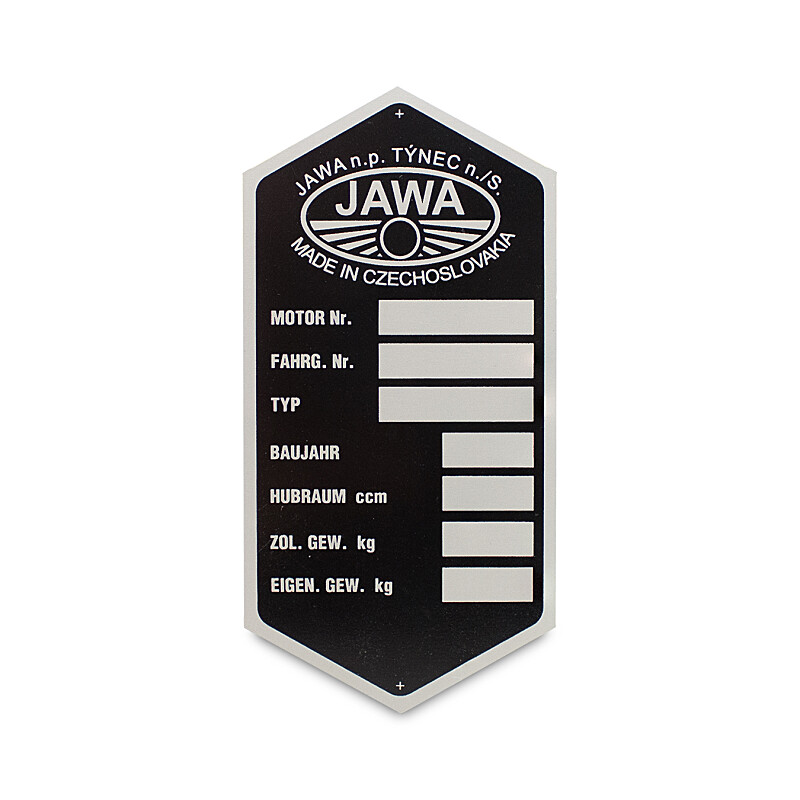 Štítok rámu Jawa 250/350 Panelka - Nemecky