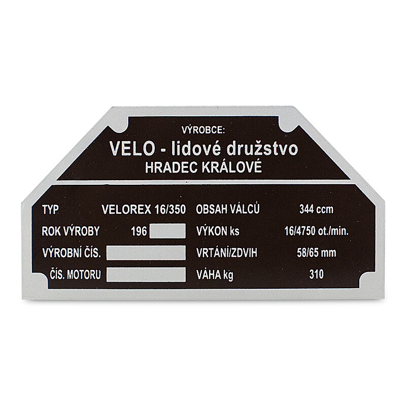 Štítok rámu Velorex 350 1960-1969