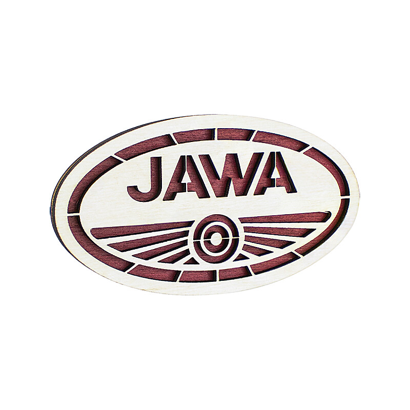 Drevená magnetka logo Jawa - 10x5, 5cm