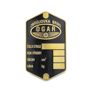 Štítok rámu Jawa 250/350 Perak/Ogar - mosadz leptaný