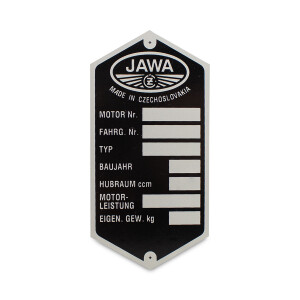 Štítok rámu Jawa 250/350 Kyvačka - Nemecky