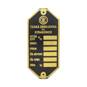 Štítok rámu predvojnová ČZ - mosadz leptaný