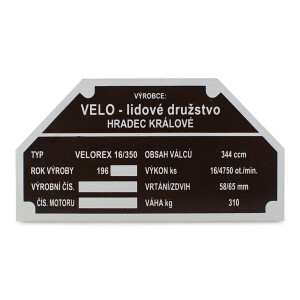 Štítok rámu Velorex 350 1960-1969