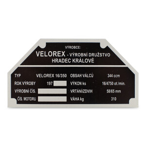 Štítok rámu Velorex 350 1970-1979