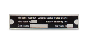 Štítok rámu Velorex Sidecar