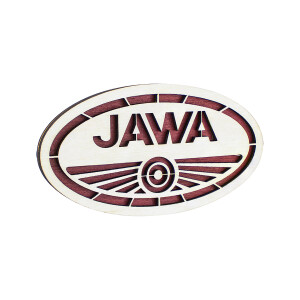 Drevená magnetka logo Jawa - 10x5, 5cm